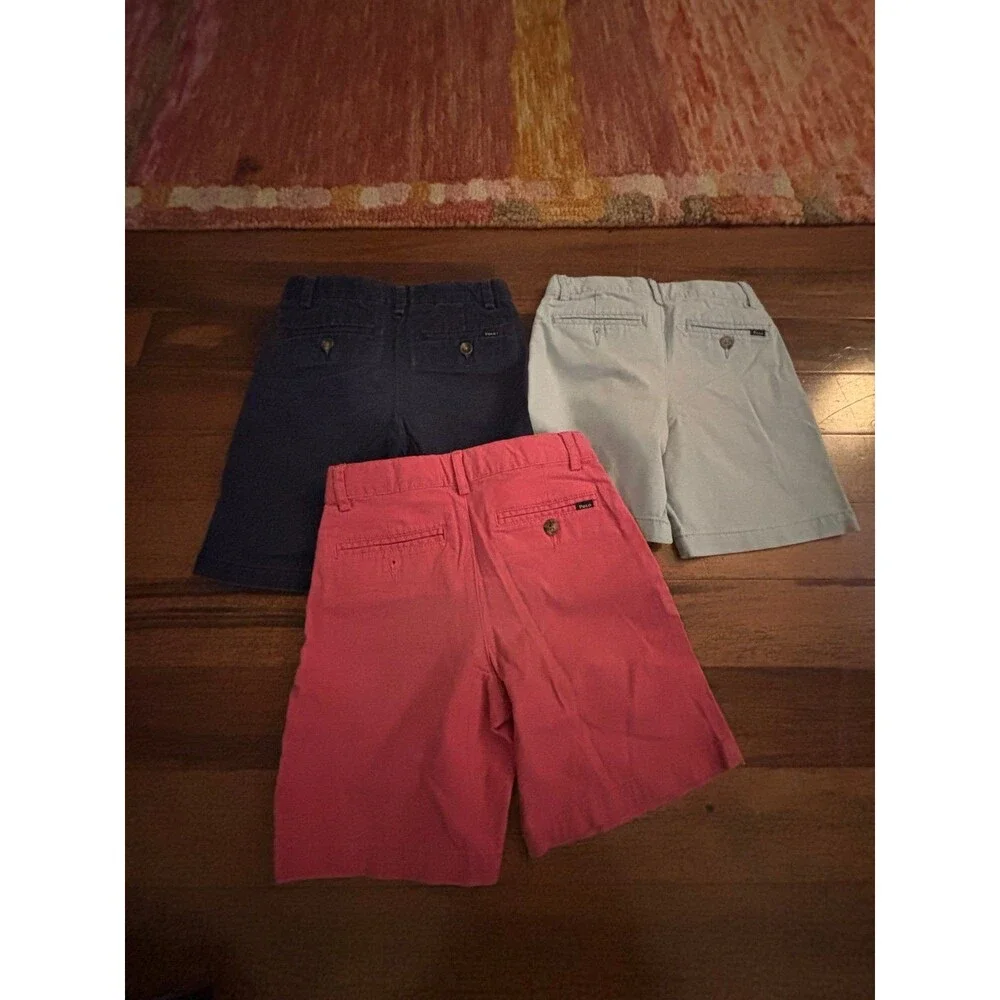 Lot of 3 Polo Ralph Lauren Boys Chino Shorts Size 5 Navy Pink Light Blue